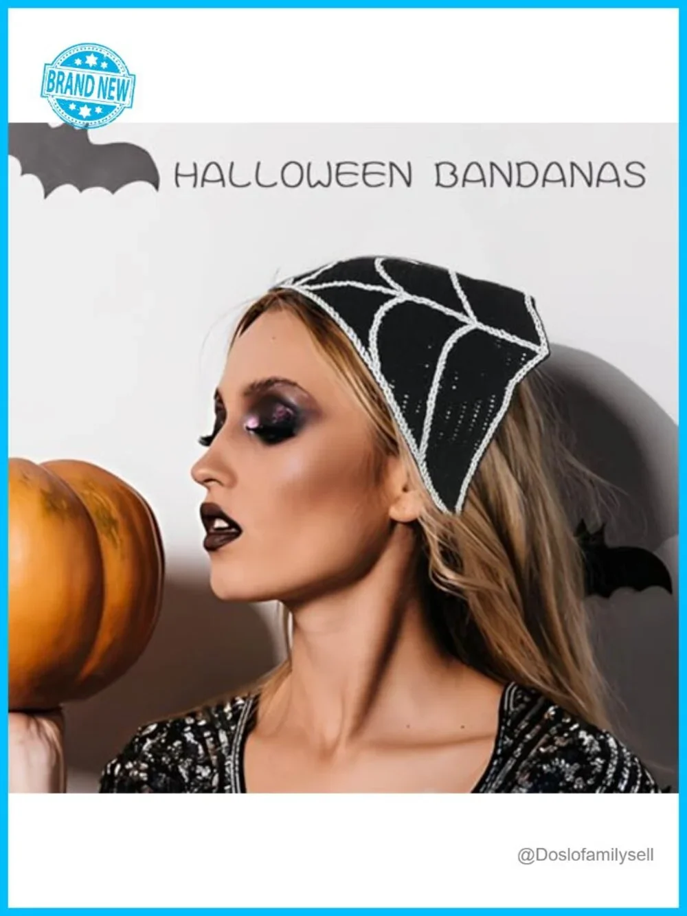 Black Skull Headbands Crochet Bandanas Hair Accessories Set of 2